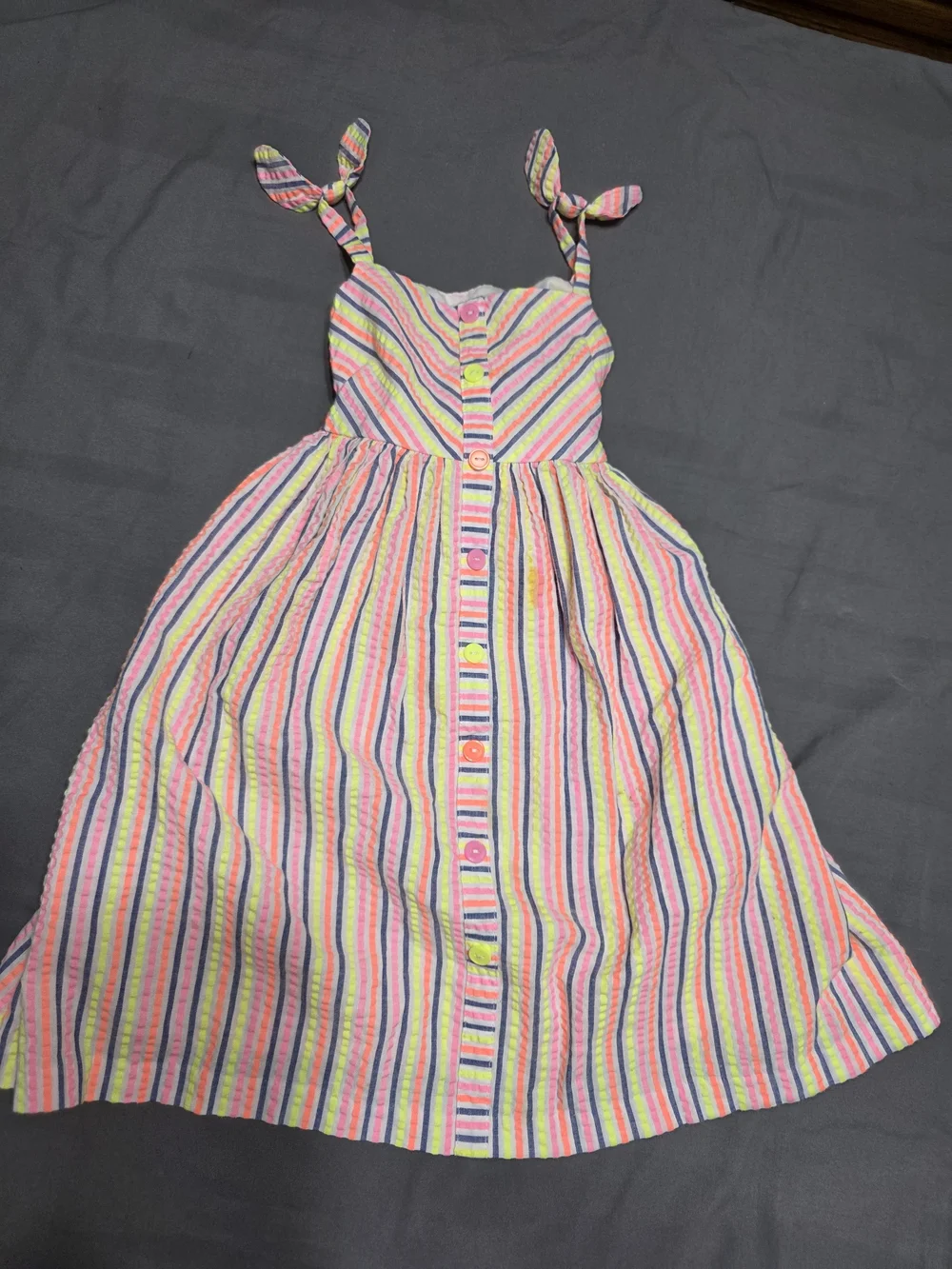 Bonnie Jean Pink Multicolor Striped Tie-Shoulder Dress